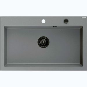 MEXEN/S Elix granitový dřez 1-miska 800 x 500 mm, šedý, sifon černá 6527801005-71-B obraz