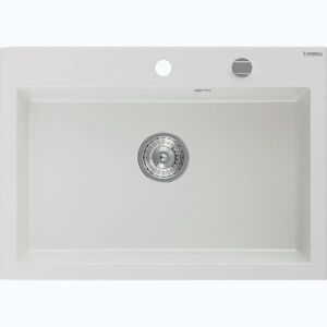 MEXEN Elix granitový dřez 1-miska 700 x 500 mm, bílá, sifon chrom 6526701005-20 obraz