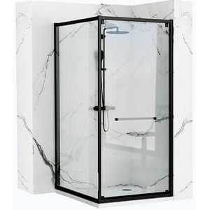 REA/S Sprchový kout Space In ČERNÝ 80x100 s bílou sprchovou vaničkou Savoy KPL-K8882 obraz
