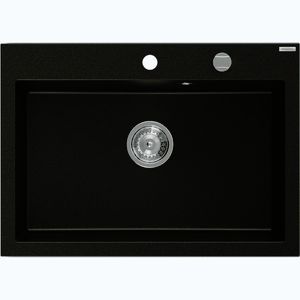 MEXEN Elix granitový dřez 1-miska 700 x 500 mm, černá, sifon chrom 6526701005-77 obraz