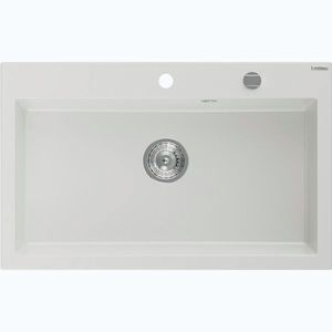 MEXEN Elix granitový dřez 1-miska 800 x 500 mm, bílá, sifon chrom 6527801005-20 obraz