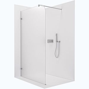 CERANO Sprchová zástěna Walk-in Orbis Round Levá 8 mm kulatá vzpěra chrom, mléčné sklo 120x200 CER-682261 obraz