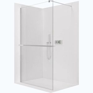 CERANO Sprchová zástěna Walk-in Onyx Round L/P 8 mm + polička/držák na ručníky kulatá vzpěra chrom, transparentní sklo 60x200 CER-477161 obraz