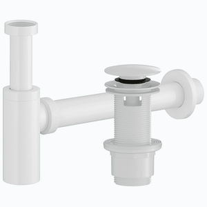 CERANO Sifon umyvadlový plast DN40/300mm s výpustí click-clack s přepadem plast 67/82mm bílá lesklá CER-978904 obraz