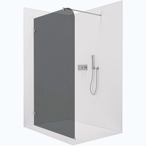 CERANO Sprchová zástěna Walk-in Orbis Round L/P 8 mm kulatá vzpěra chrom, grafitové sklo 160x200 CER-978750 obraz