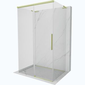 MEXEN/S Rox-3S L sprchový kout 3 stěnný , posuvný 140 x 90, transparent, zlato kartáčovaná 8C2L-140-090-55-00-3S obraz