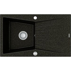 MEXEN Cesar granitový dřez 1-mísa dřez s odkapávač 775x470 mm, černá mottled 6514771010-76 obraz