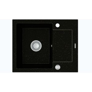 MEXEN Enzo granitový dřez 1-mísa dřez s vypouštěním krátký odkapávač 576x465 mm, černá / kovové zlato 6506571005-75 obraz