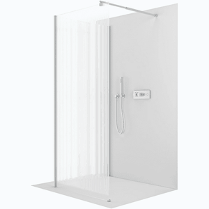 CERANO Sprchová zástěna Walk-in Onyx Corner Round L/P 8 mm kulatá vzpěra chrom, rýhované sklo 90x120x200 CER-670742 obraz